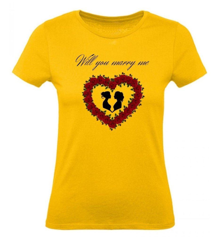Balldiri T-Shirt Damen Heiratsantrag LGBTQ XS bis 2XL - gold - Balldiri