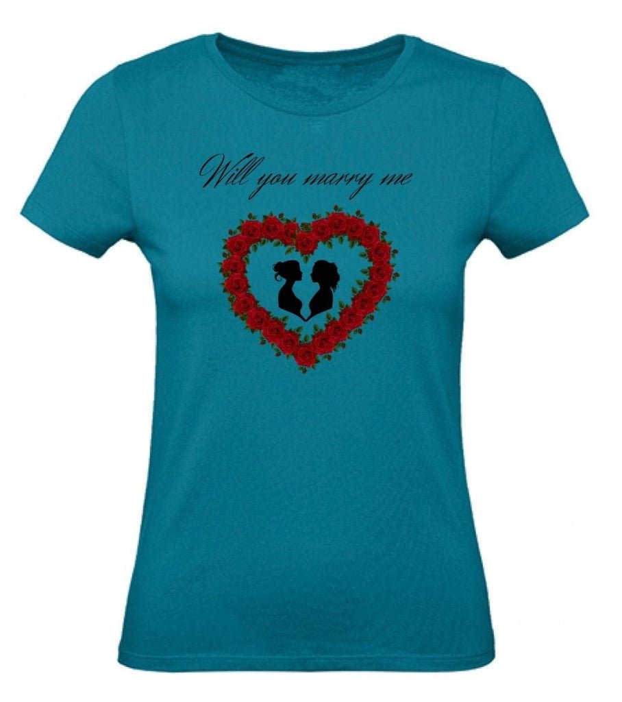 Balldiri T-Shirt Damen Heiratsantrag LGBTQ XS bis 2XL - türkis - Balldiri