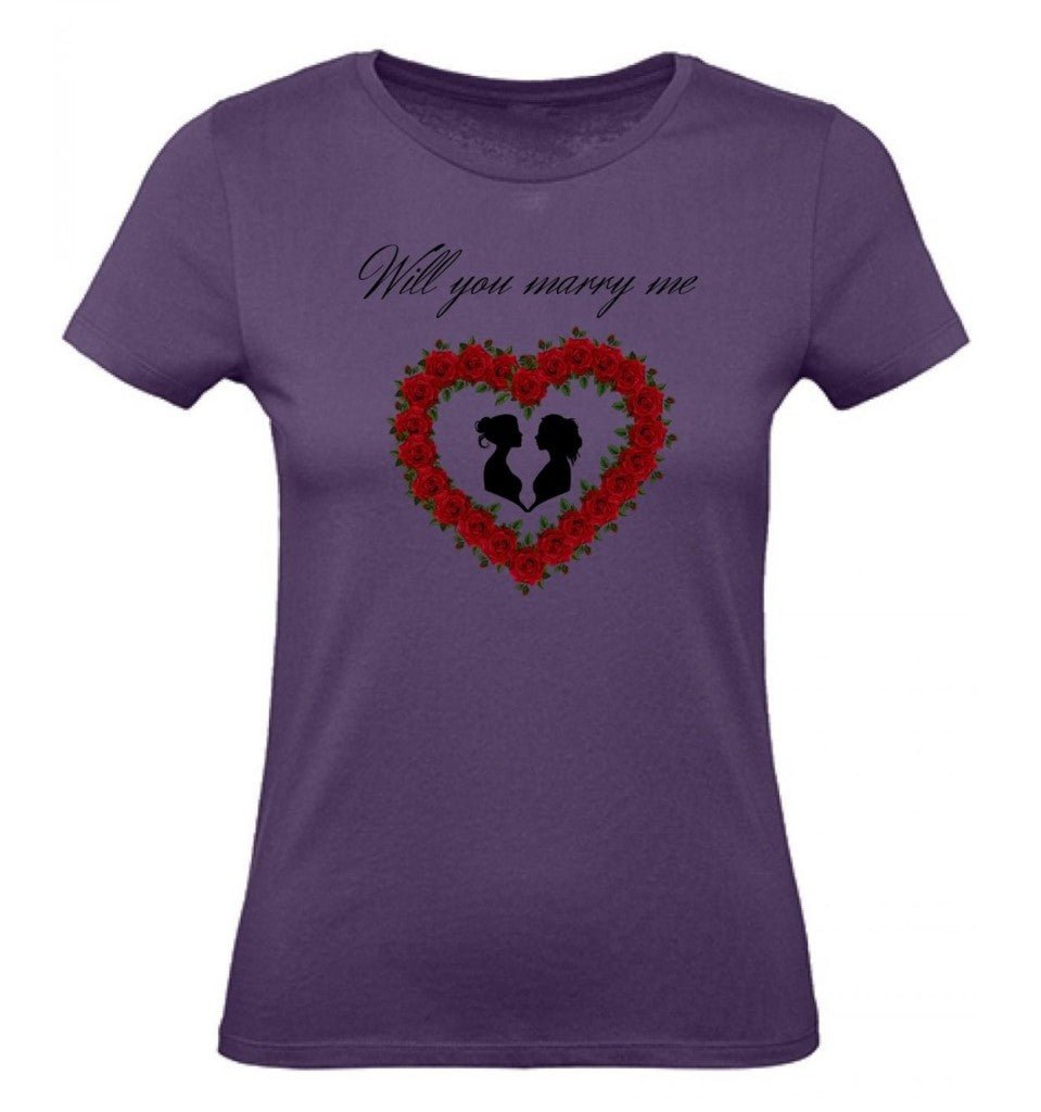 Balldiri T-Shirt Damen Heiratsantrag LGBTQ XS bis 2XL - purple - Balldiri