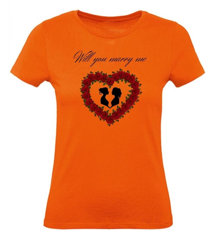 Balldiri T-Shirt Damen Heiratsantrag LGBTQ XS bis 2XL - orange - Balldiri