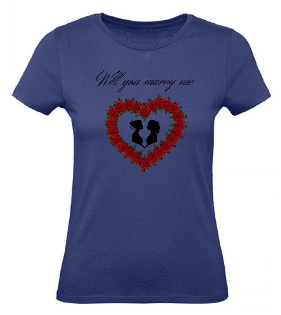 Balldiri T-Shirt Damen Heiratsantrag LGBTQ XS bis 2XL - blau - Balldiri