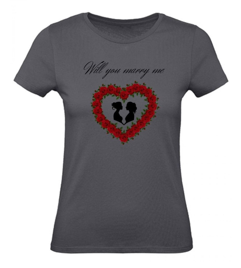 Balldiri T-Shirt Damen Heiratsantrag LGBTQ XS bis 2XL - grau - Balldiri