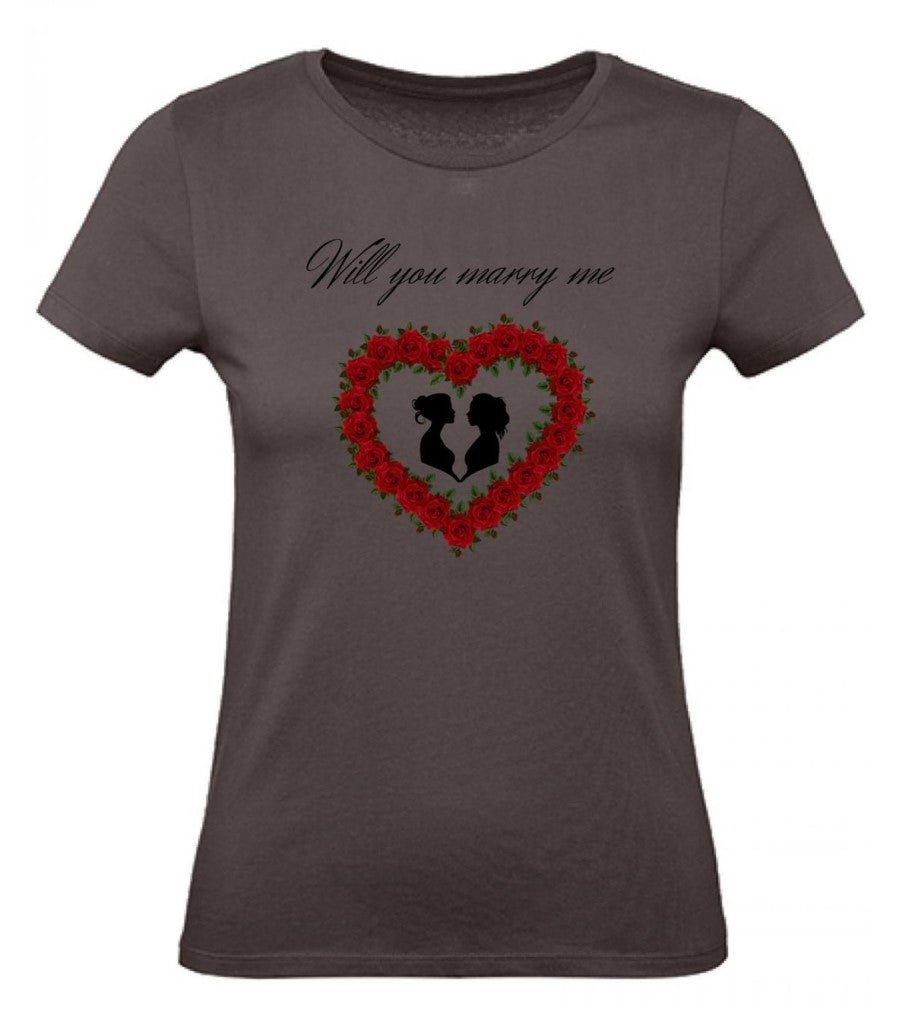 Balldiri T-Shirt Damen Heiratsantrag LGBTQ XS bis 2XL - braun - Balldiri