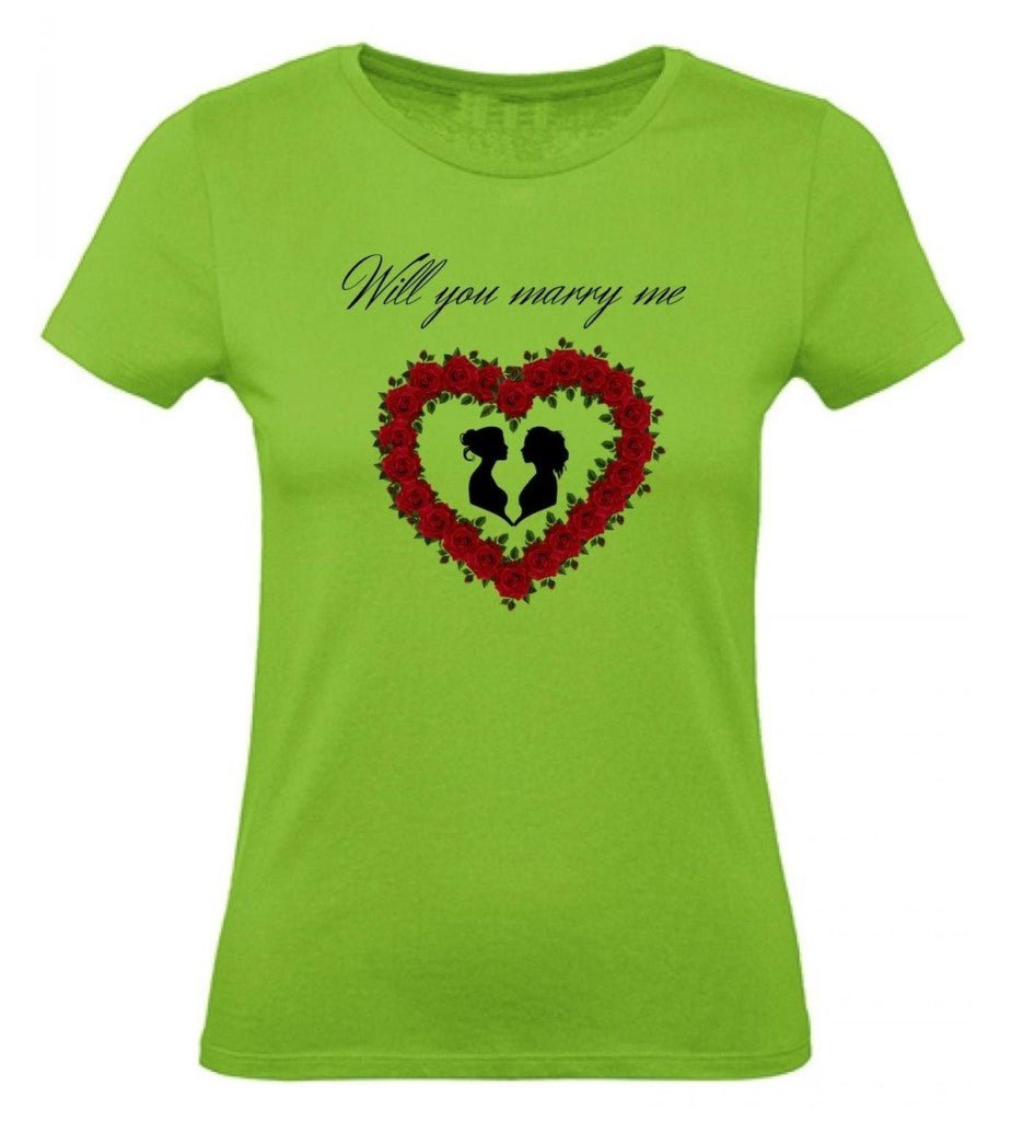 Balldiri T-Shirt Damen Heiratsantrag LGBTQ XS bis 2XL - hellgrün - Balldiri