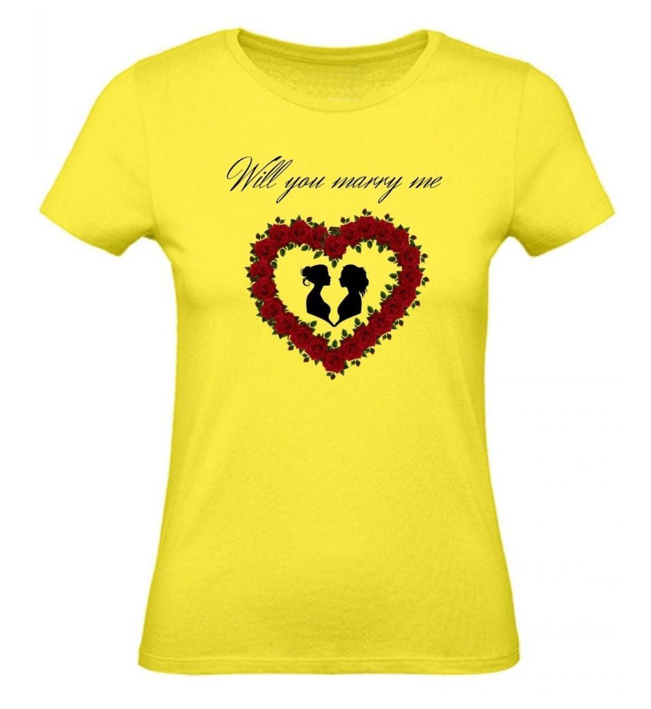 Balldiri T-Shirt Damen Heiratsantrag LGBTQ XS bis 2XL - gelb - Balldiri