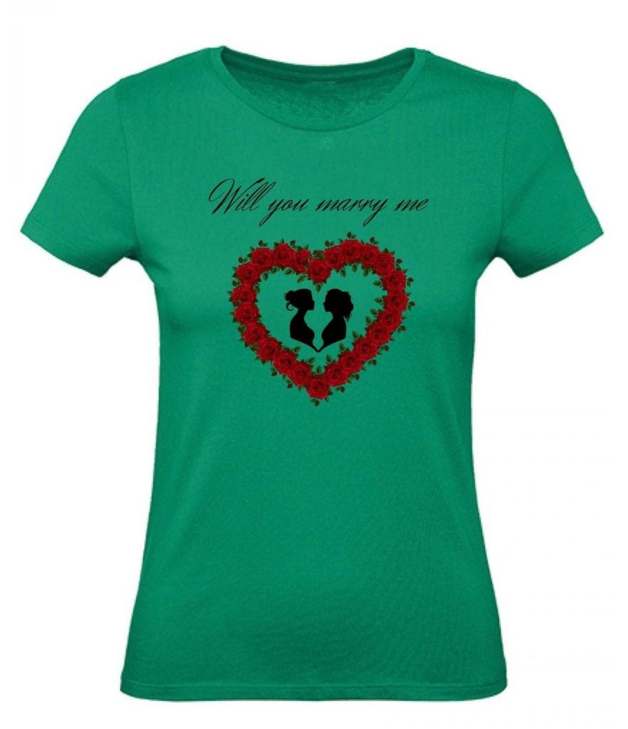 Balldiri T-Shirt Damen Heiratsantrag LGBTQ XS bis 2XL - grün - Balldiri