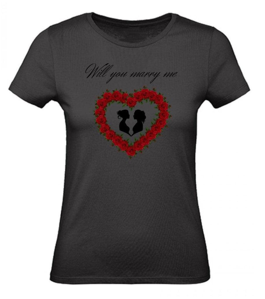 Balldiri T-Shirt Damen Heiratsantrag LGBTQ XS bis 2XL - schwarz - Balldiri