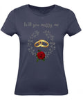 Balldiri T-Shirt Damen Heiratsantrag XS bis 2XL - navy - Balldiri