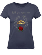Balldiri T-Shirt Damen Heiratsantrag XS bis 2XL - navy - Balldiri