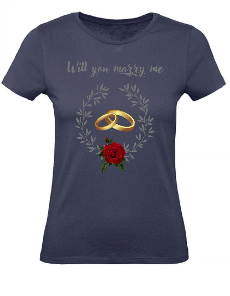 Balldiri T-Shirt Damen Heiratsantrag XS bis 2XL - navy - Balldiri