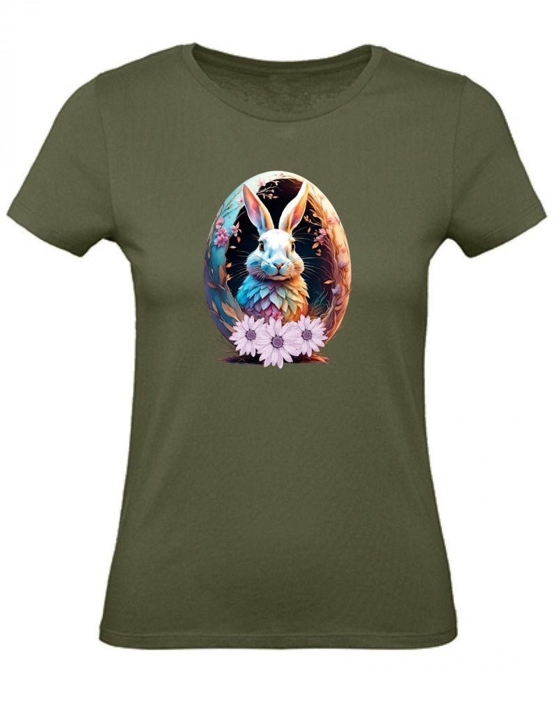 Balldiri T-Shirt Damen Osterei mit Hase XS bis 2XL - kakhi - Balldiri