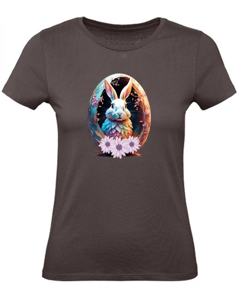 Balldiri T-Shirt Damen Osterei mit Hase XS bis 2XL - braun - Balldiri