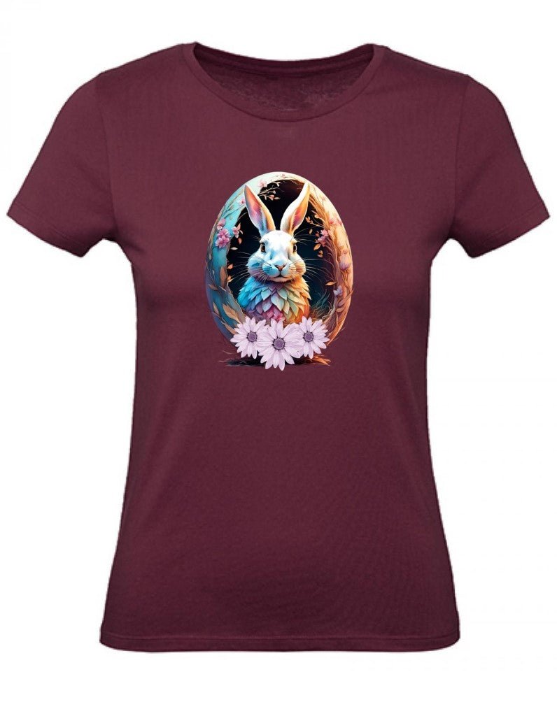 Balldiri T-Shirt Damen Osterei mit Hase XS bis 2XL - bordeaux - Balldiri
