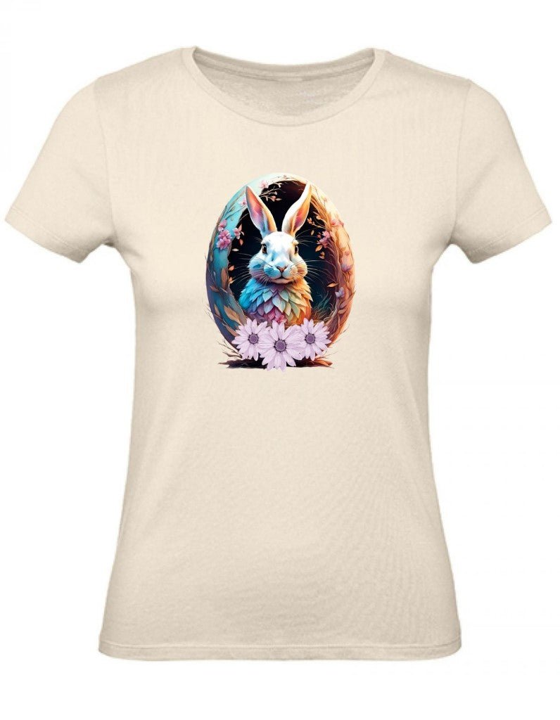 Balldiri T-Shirt Damen Osterei mit Hase XS bis 2XL - ecru - Balldiri