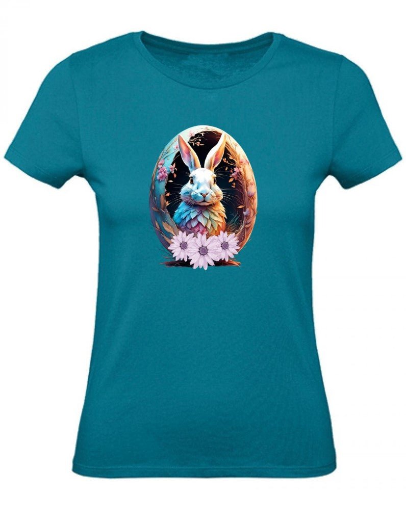 Balldiri T-Shirt Damen Osterei mit Hase XS bis 2XL - türkis - Balldiri