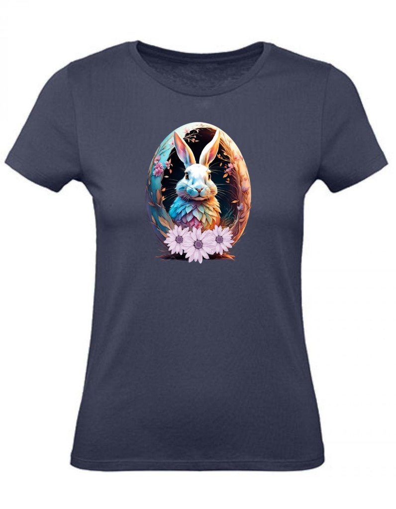 Balldiri T-Shirt Damen Osterei mit Hase XS bis 2XL - navy - Balldiri