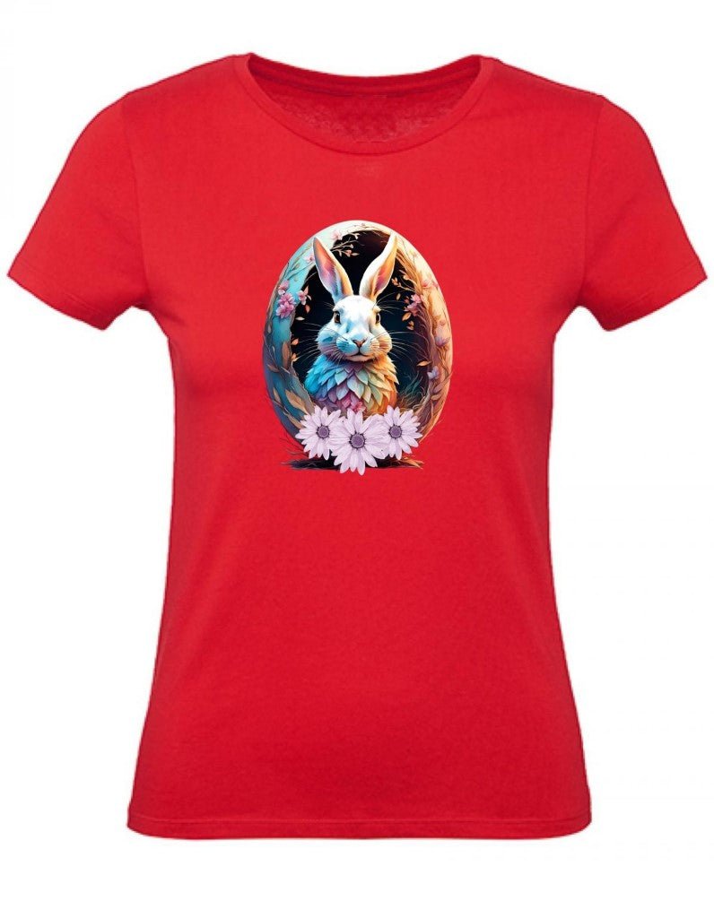 Balldiri T-Shirt Damen Osterei mit Hase XS bis 2XL - rot - Balldiri