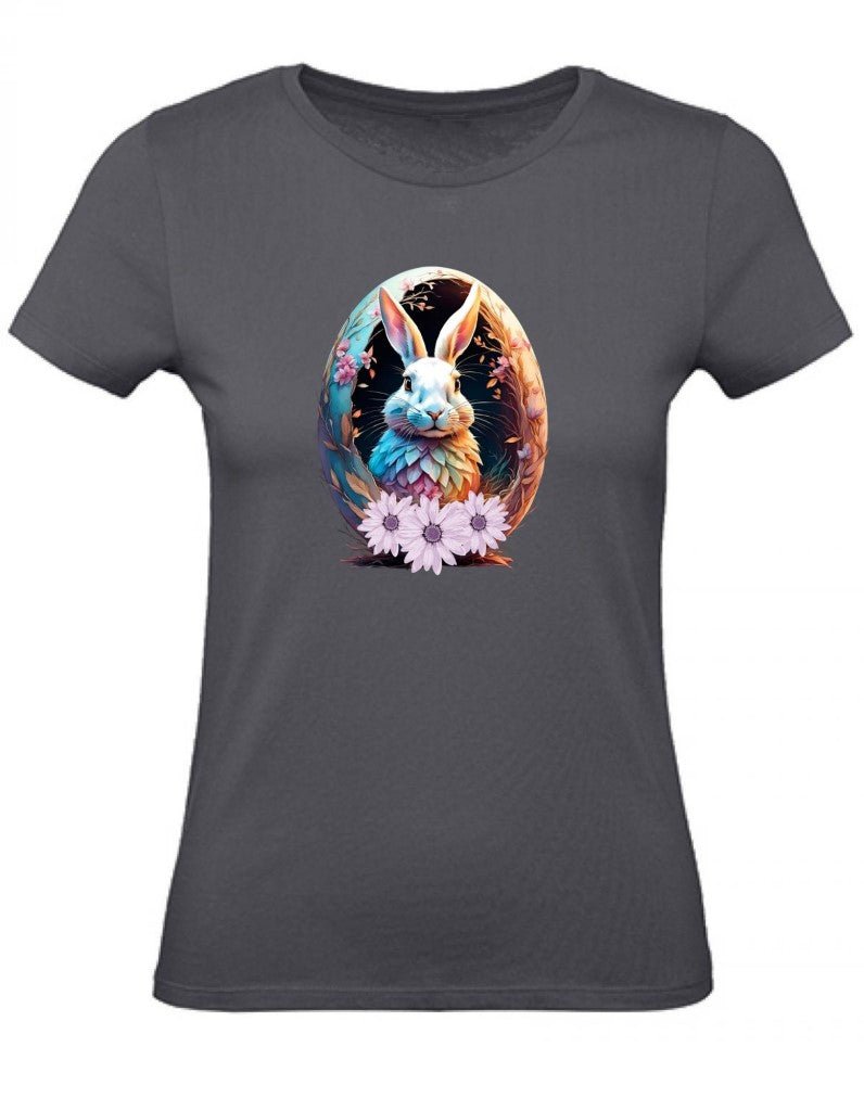 Balldiri T-Shirt Damen Osterei mit Hase XS bis 2XL - grau - Balldiri