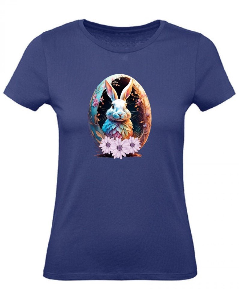 Balldiri T-Shirt Damen Osterei mit Hase XS bis 2XL - blau - Balldiri