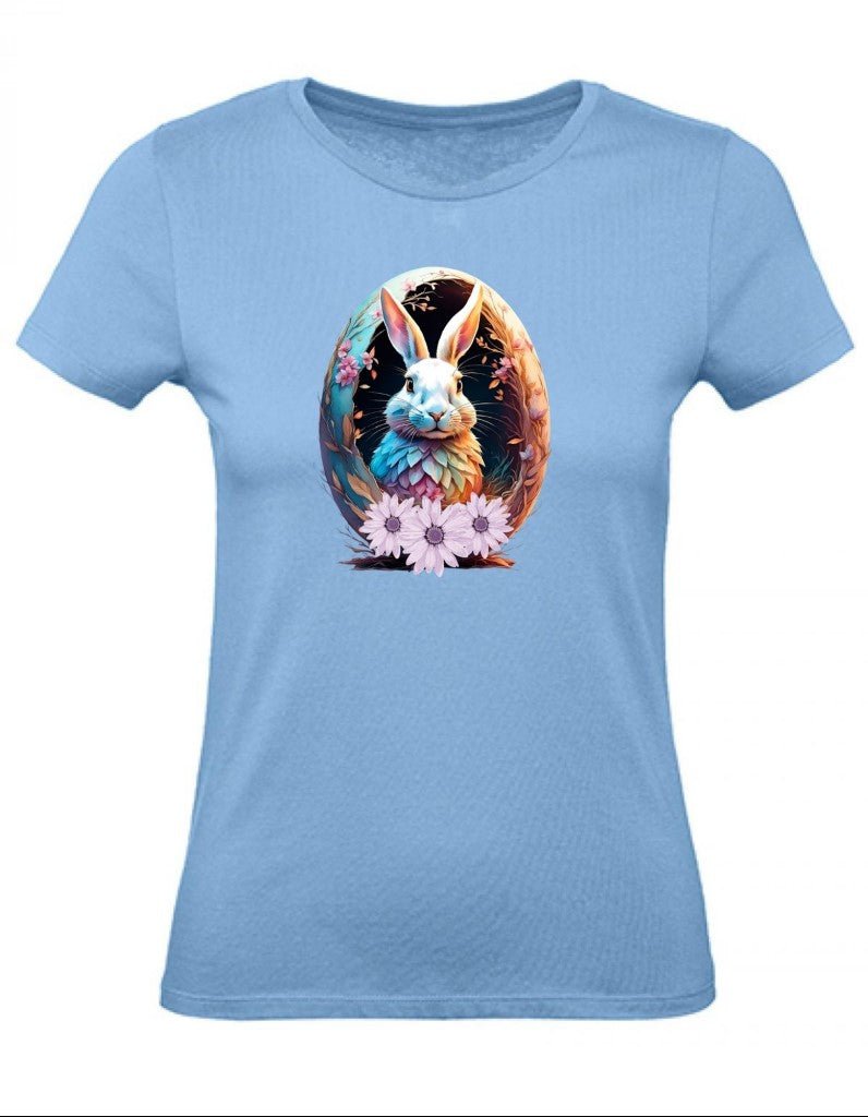 Balldiri T-Shirt Damen Osterei mit Hase XS bis 2XL - hellblau - Balldiri