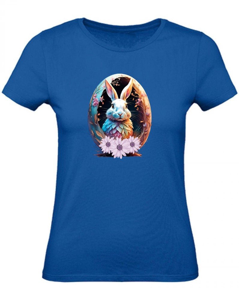 Balldiri T-Shirt Damen Osterei mit Hase XS bis 2XL - royalblau - Balldiri