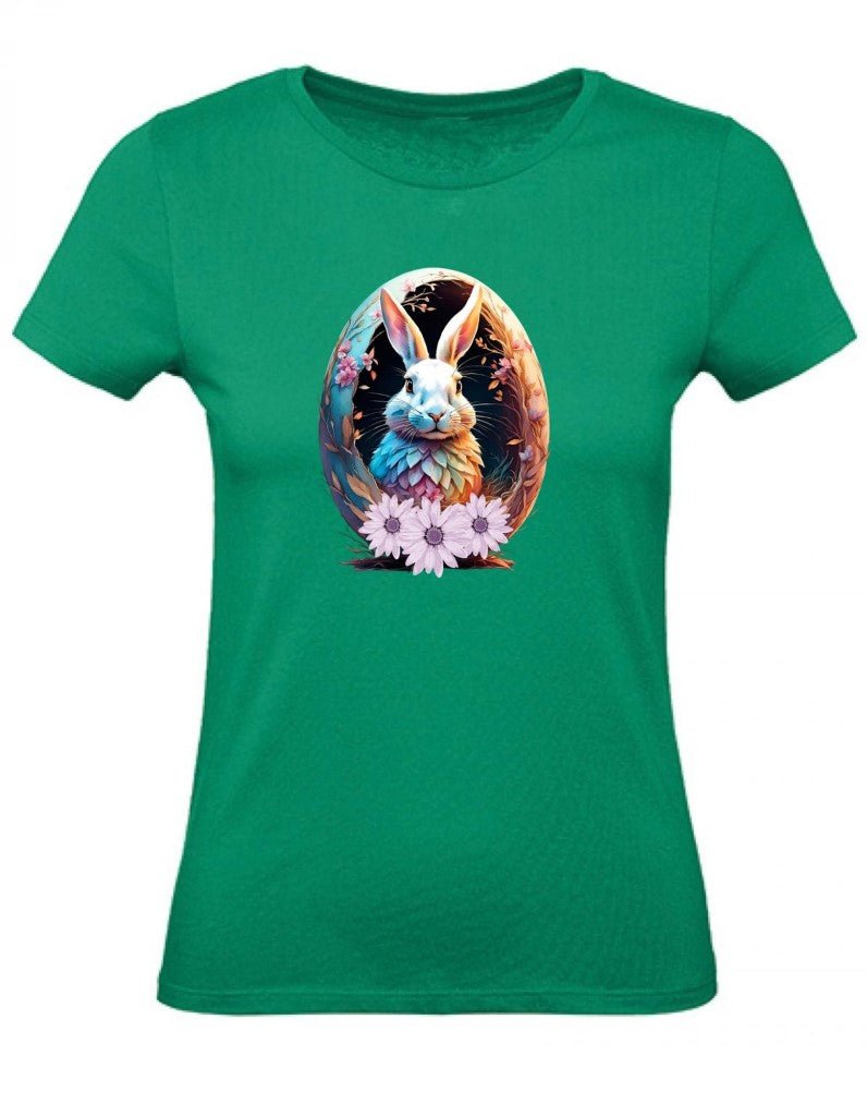 Balldiri T-Shirt Damen Osterei mit Hase XS bis 2XL - grün - Balldiri