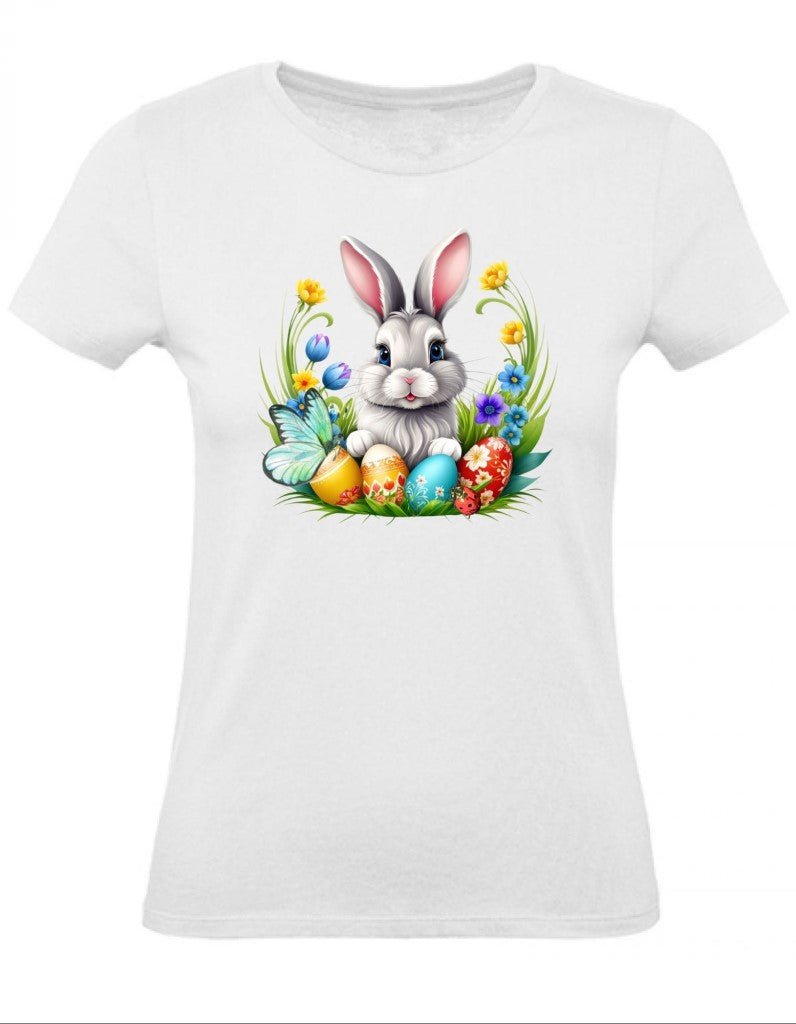 Balldiri T-Shirt Damen Osterhase mit Eiern XS bis 2XL - weiß - Balldiri