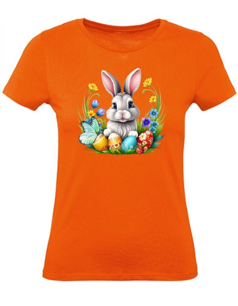Balldiri T-Shirt Damen Osterhase mit Eiern XS bis 2XL - orange - Balldiri