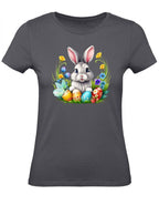 Balldiri T-Shirt Damen Osterhase mit Eiern XS bis 2XL - grau - Balldiri