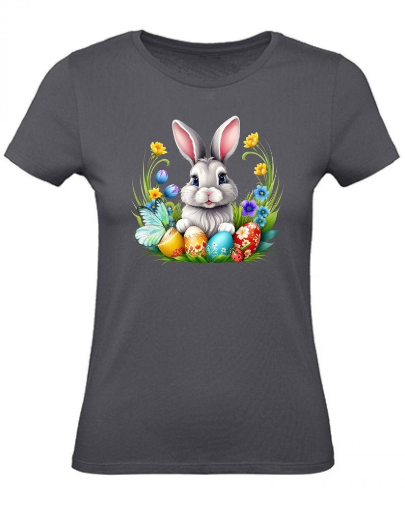 Balldiri T-Shirt Damen Osterhase mit Eiern XS bis 2XL - grau - Balldiri