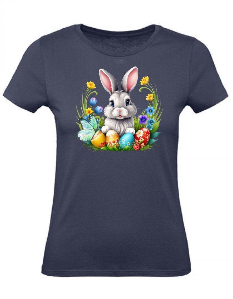 Balldiri T-Shirt Damen Osterhase mit Eiern XS bis 2XL - navy - Balldiri