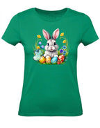 Balldiri T-Shirt Damen Osterhase mit Eiern XS bis 2XL - grün - Balldiri