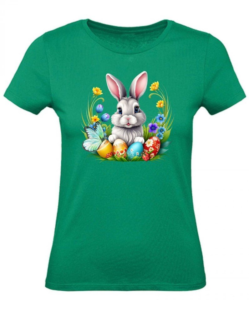 Balldiri T-Shirt Damen Osterhase mit Eiern XS bis 2XL - grün - Balldiri