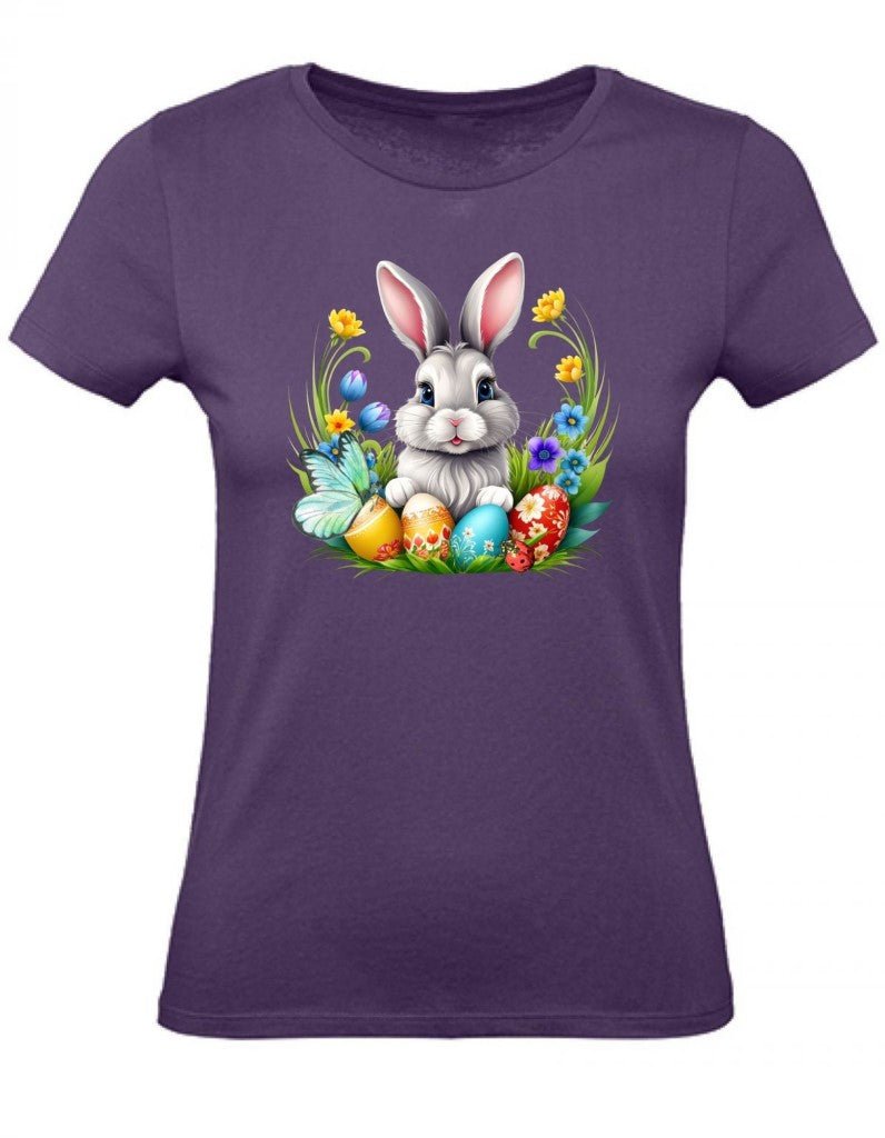 Balldiri T-Shirt Damen Osterhase mit Eiern XS bis 2XL - purple - Balldiri