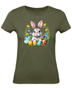 Balldiri T-Shirt Damen Osterhase mit Eiern XS bis 2XL - khaki - Balldiri