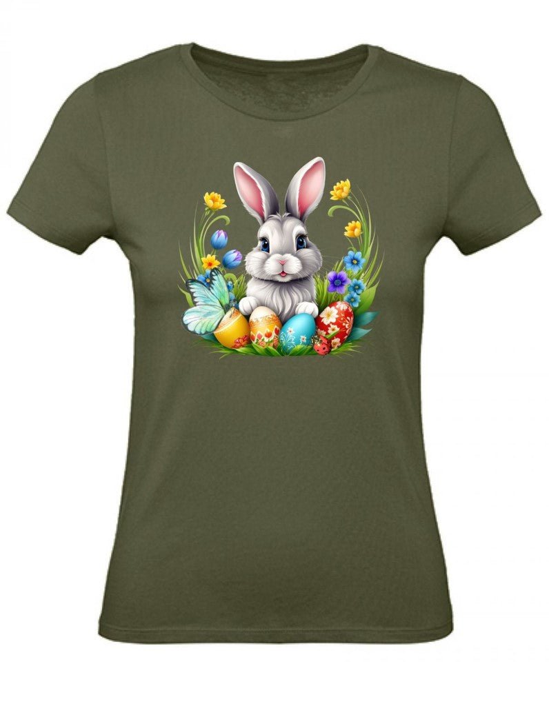 Balldiri T-Shirt Damen Osterhase mit Eiern XS bis 2XL - khaki - Balldiri
