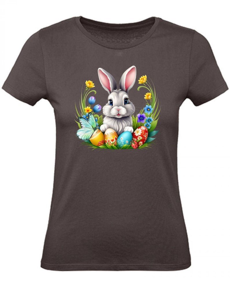 Balldiri T-Shirt Damen Osterhase mit Eiern XS bis 2XL - braun - Balldiri