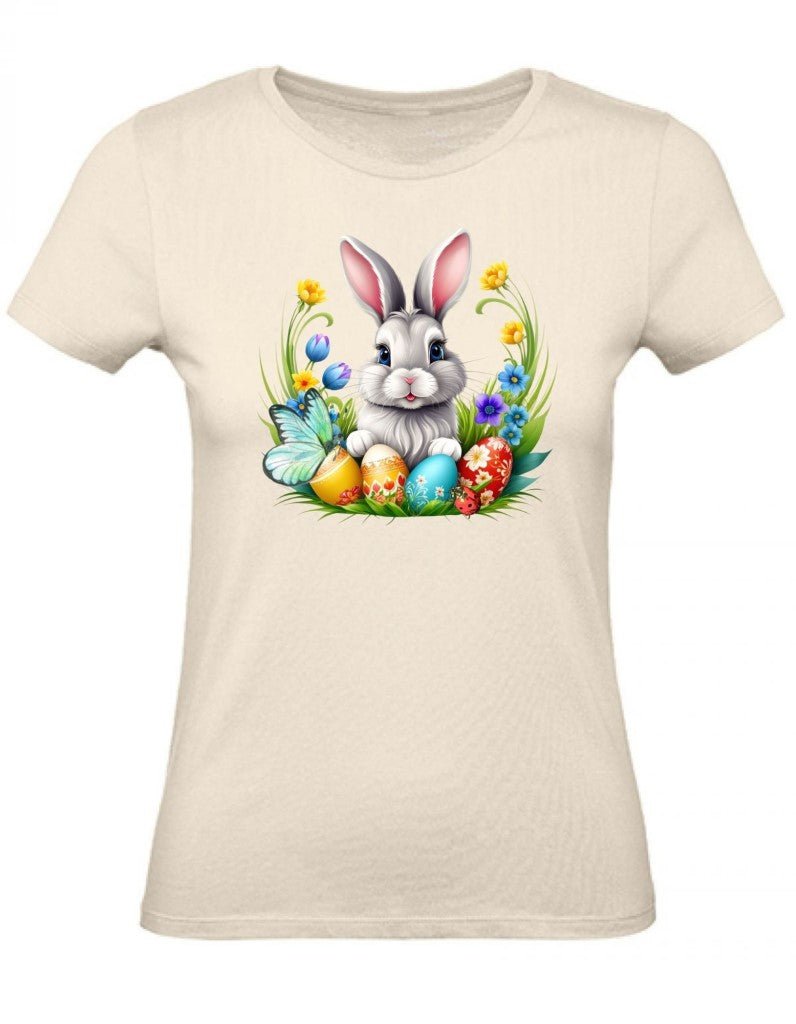 Balldiri T-Shirt Damen Osterhase mit Eiern XS bis 2XL - ecru - Balldiri