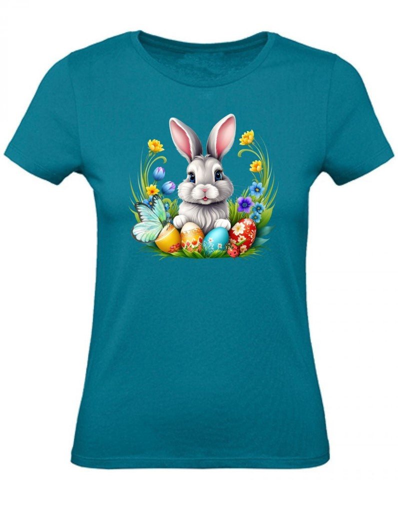 Balldiri T-Shirt Damen Osterhase mit Eiern XS bis 2XL - türkis - Balldiri