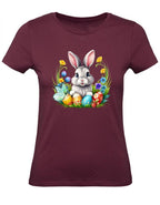 Balldiri T-Shirt Damen Osterhase mit Eiern XS bis 2XL - bordeaux - Balldiri