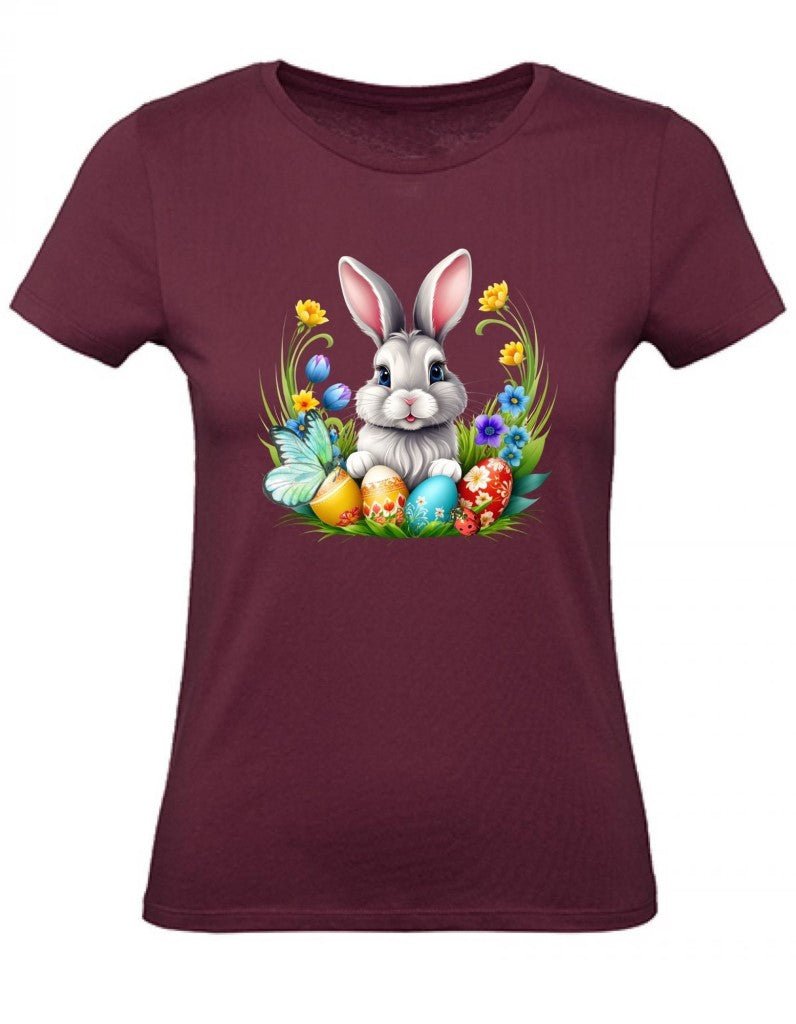 Balldiri T-Shirt Damen Osterhase mit Eiern XS bis 2XL - bordeaux - Balldiri