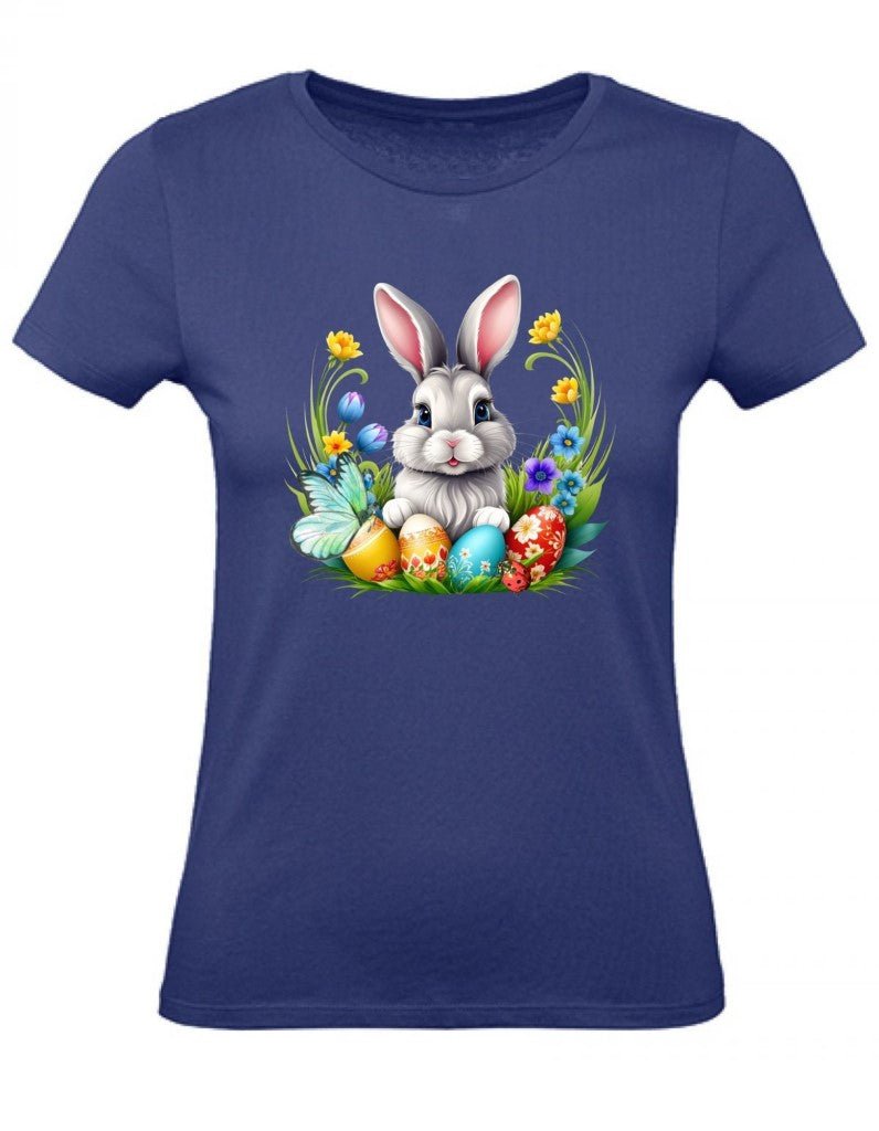 Balldiri T-Shirt Damen Osterhase mit Eiern XS bis 2XL - blau - Balldiri