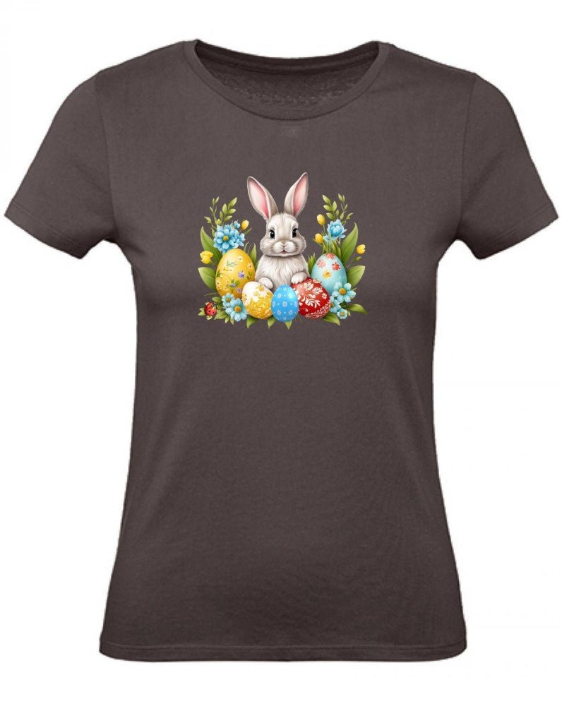 Balldiri T-Shirt Damen Ostern Nest mit Hase XS bis 2XL - braun - Balldiri