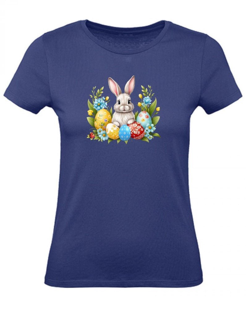 Balldiri T-Shirt Damen Ostern Nest mit Hase XS bis 2XL - blau - Balldiri