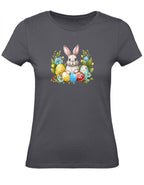 Balldiri T-Shirt Damen Ostern Nest mit Hase XS bis 2XL - grau - Balldiri