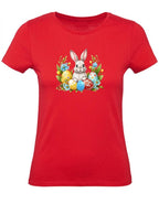 Balldiri T-Shirt Damen Ostern Nest mit Hase XS bis 2XL - rot - Balldiri