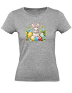 Balldiri T-Shirt Damen Ostern Nest mit Hase XS bis 2XL - grau meliert - Balldiri