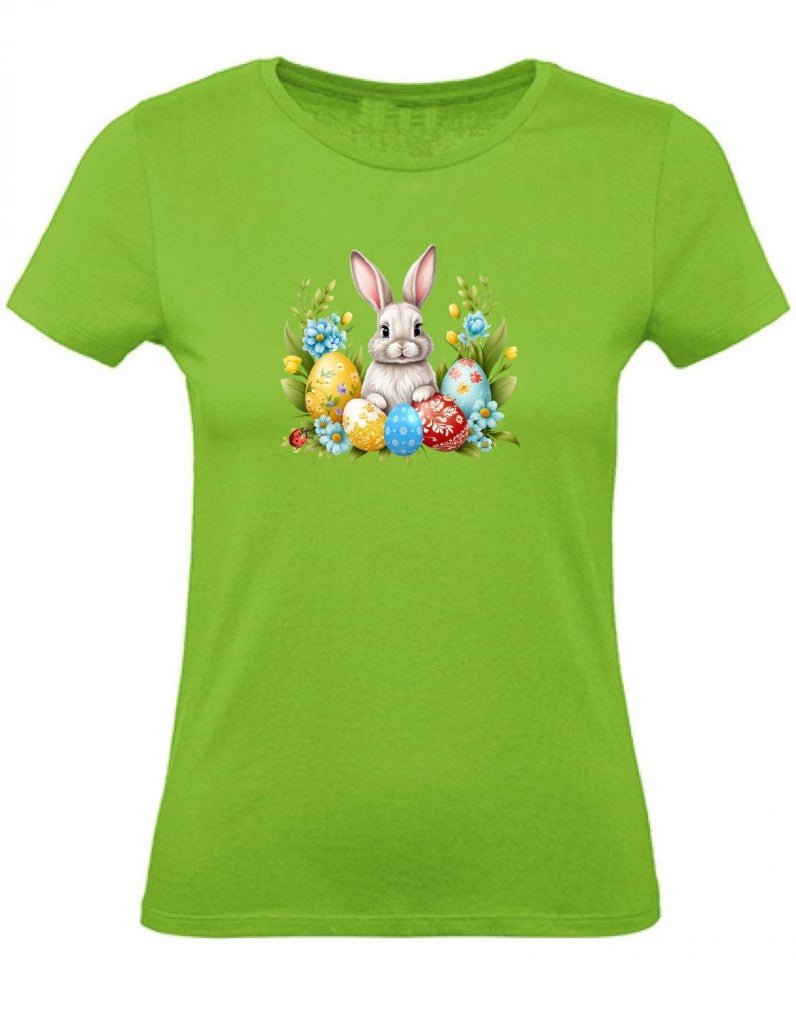 Balldiri T-Shirt Damen Ostern Nest mit Hase XS bis 2XL - hellgrün - Balldiri