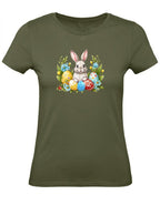 Balldiri T-Shirt Damen Ostern Nest mit Hase XS bis 2XL - kakhi - Balldiri
