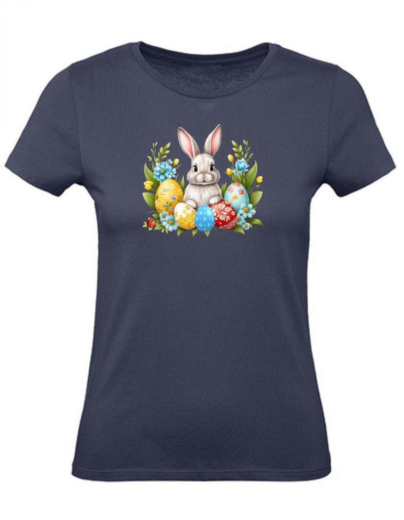 Balldiri T-Shirt Damen Ostern Nest mit Hase XS bis 2XL - navy - Balldiri